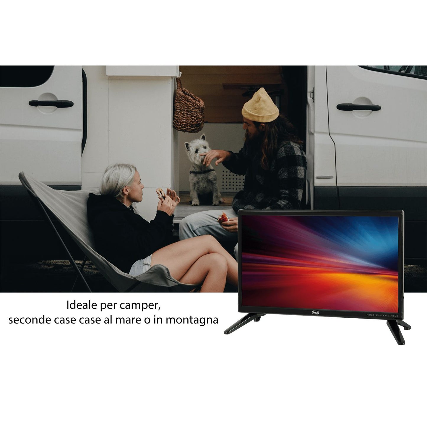 Trevi LTV 1904 SA2 Televisore LED 19" con digitale terrestre e satellitare, alimentazione a 220V o accendisigari 12V, Ideale per camper o seconde case, Standard VESA