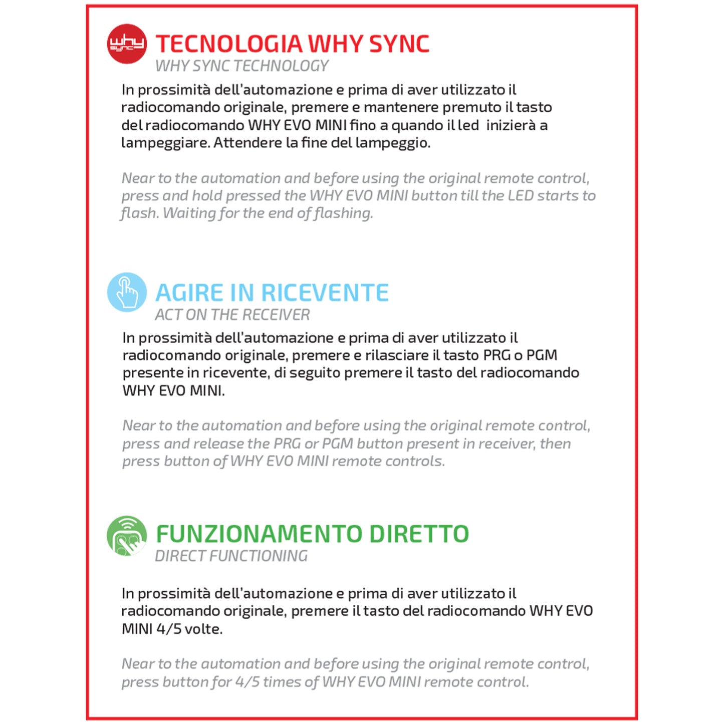 WHY EVO MINI Telecomando rolling code multifrequenza da 280 a 868 mhz, apricancello autoapprendente programmabile, radiocomando ad ampio raggio con 4 pulsanti, vari colori