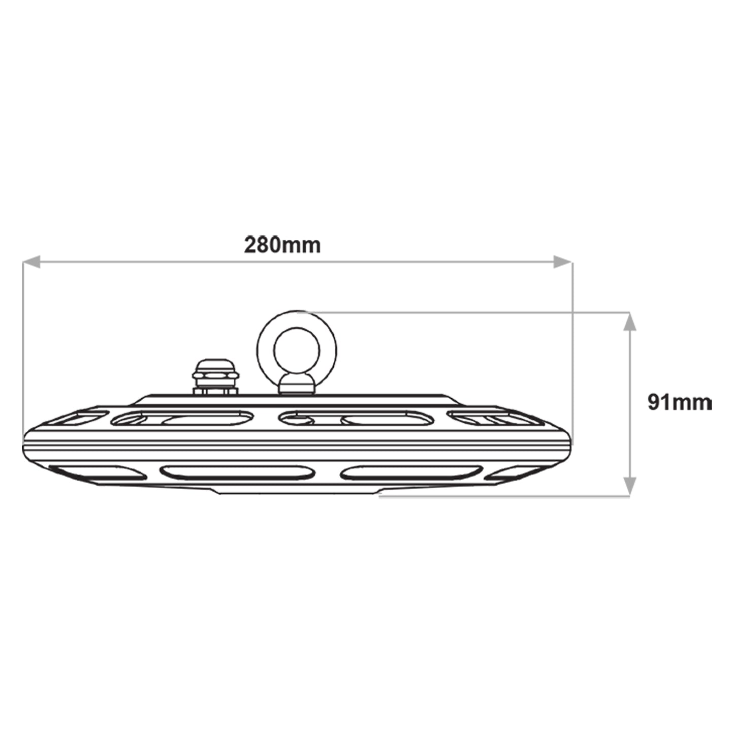 Alcapower UFO 100 Proiettore LED da 100W con corpo in alluminio ultra resistente e gancio per appenderlo, potenza luminosa 8000lm, luce bianca naturale 4000K