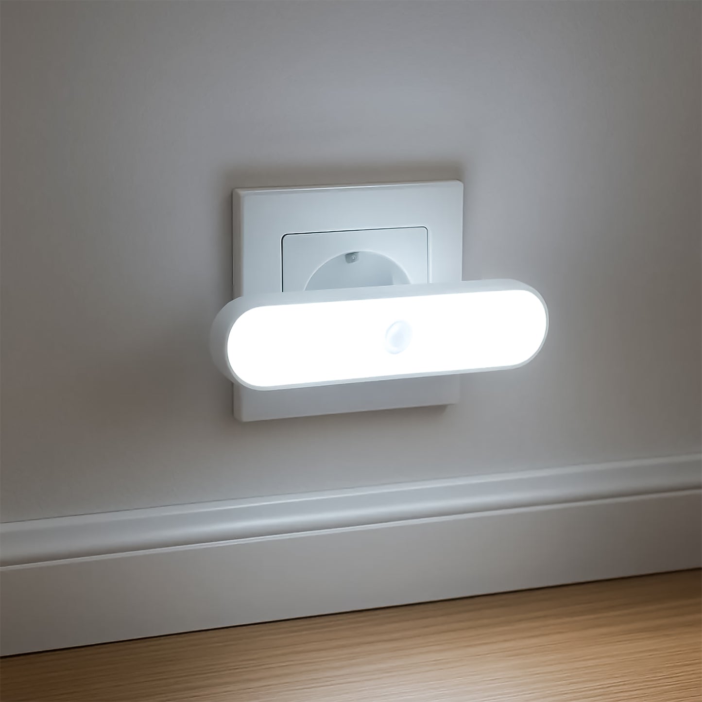 Alcapower Lampada notturna a LED luce da notte ricaricabile con funzione di emergenza, sensore PIR e crepuscolare, lanterna luce bianca naturale, funziona anche senza corrente, autonomia fino a 4 ore