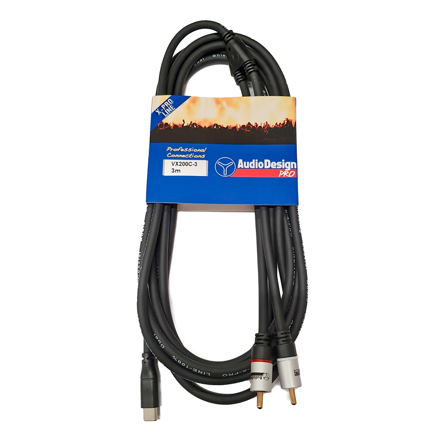 AudioDesign Pro Cavo adattatore professionale da USB-C a 2 RCA maschio, 3 metri, connettori placcati in oro, audio senza distorsioni, X-PRO Line