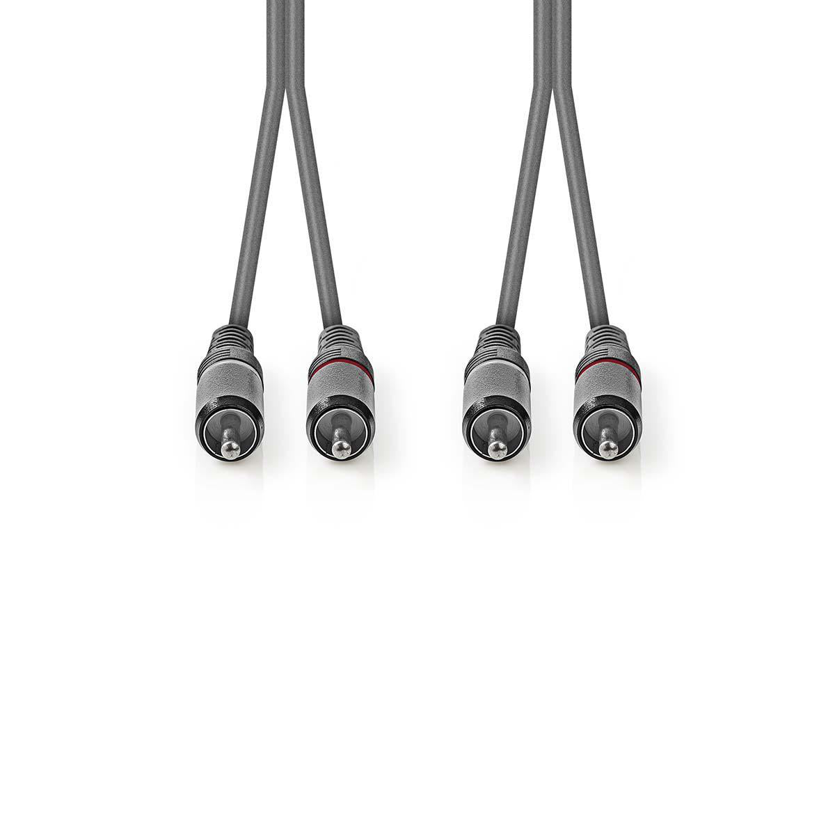 Nedis Cavo audio stereo, cavo 2 RCA maschio a 2 RCA maschio, cavo audio RCA 5 metri nichelato