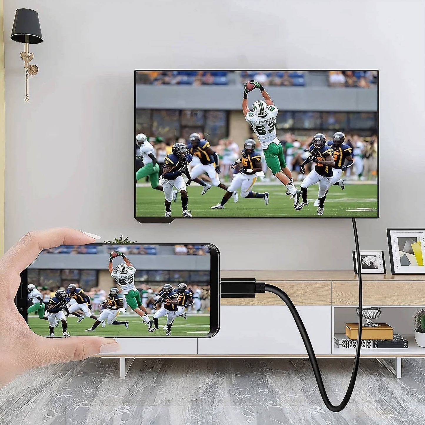 iSnatch Cavo adattatore da HDMI a USB-C per collegamento di Smartphone Tablet PC TV Monitor, connettori in Nichel placcati oro, risoluzione UHD 4K, cavo schermato da 2 metri, nero