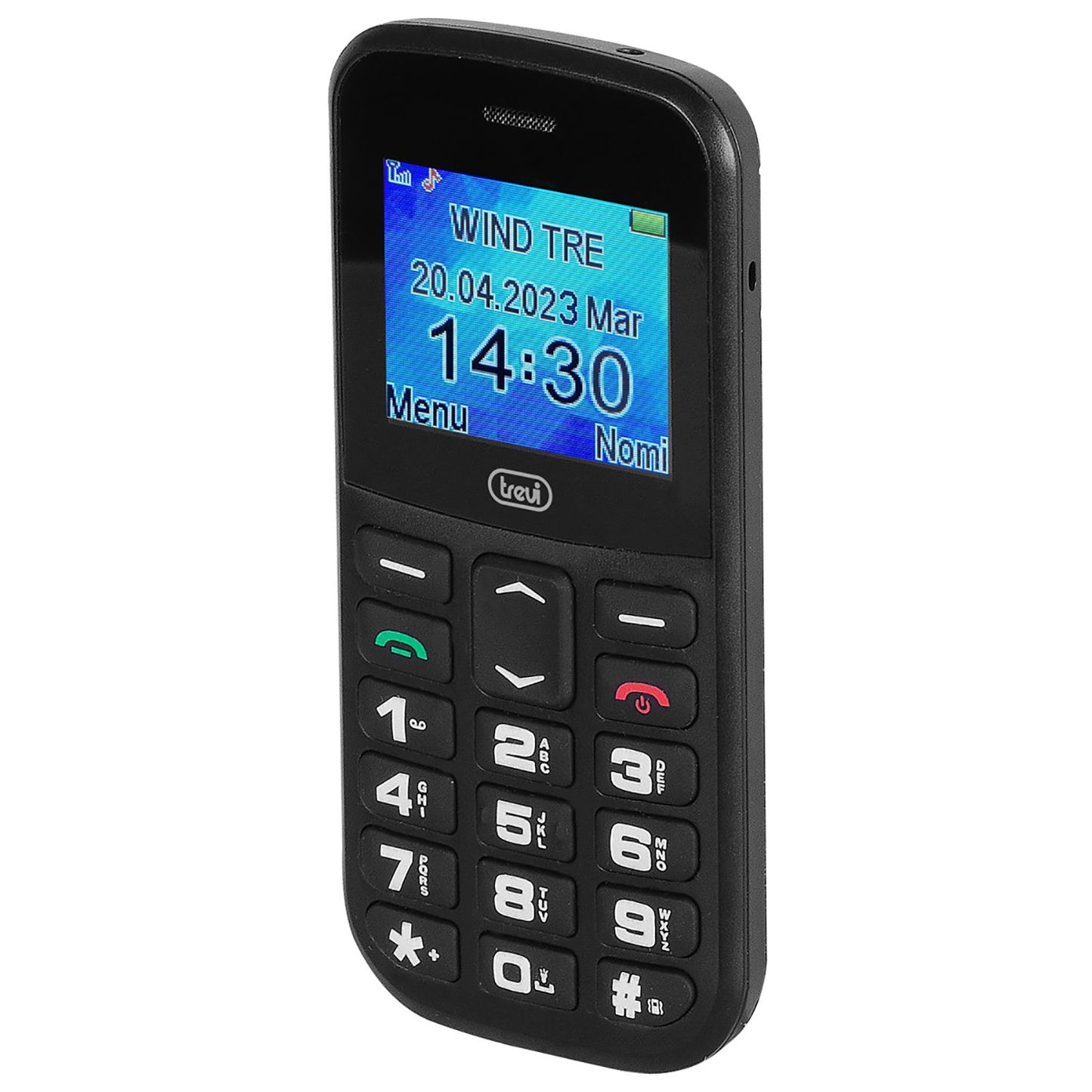 Trevi Max 20 Telefono cellulare per anziani con display 1.77", tasti grandi retroilluminati, base di ricarica, funzione SOS, batteria lunga durata, nero