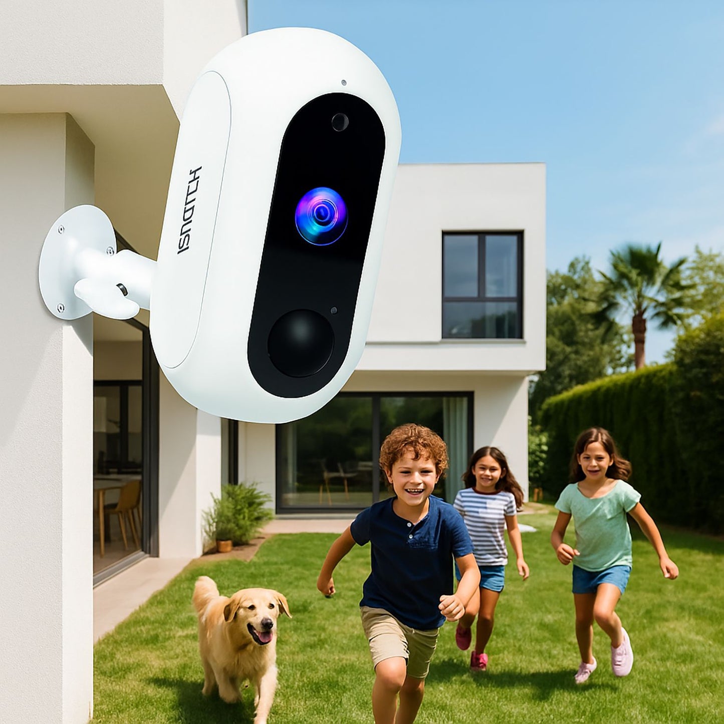 iSnatch Hey CamFree-s Telecamera Wi-Fi a batteria Full HD per interni esterni impermeabile IP66, videocamera di sorveglianza wireless con audio bidirezionale e visione notturna con LED infrarossi