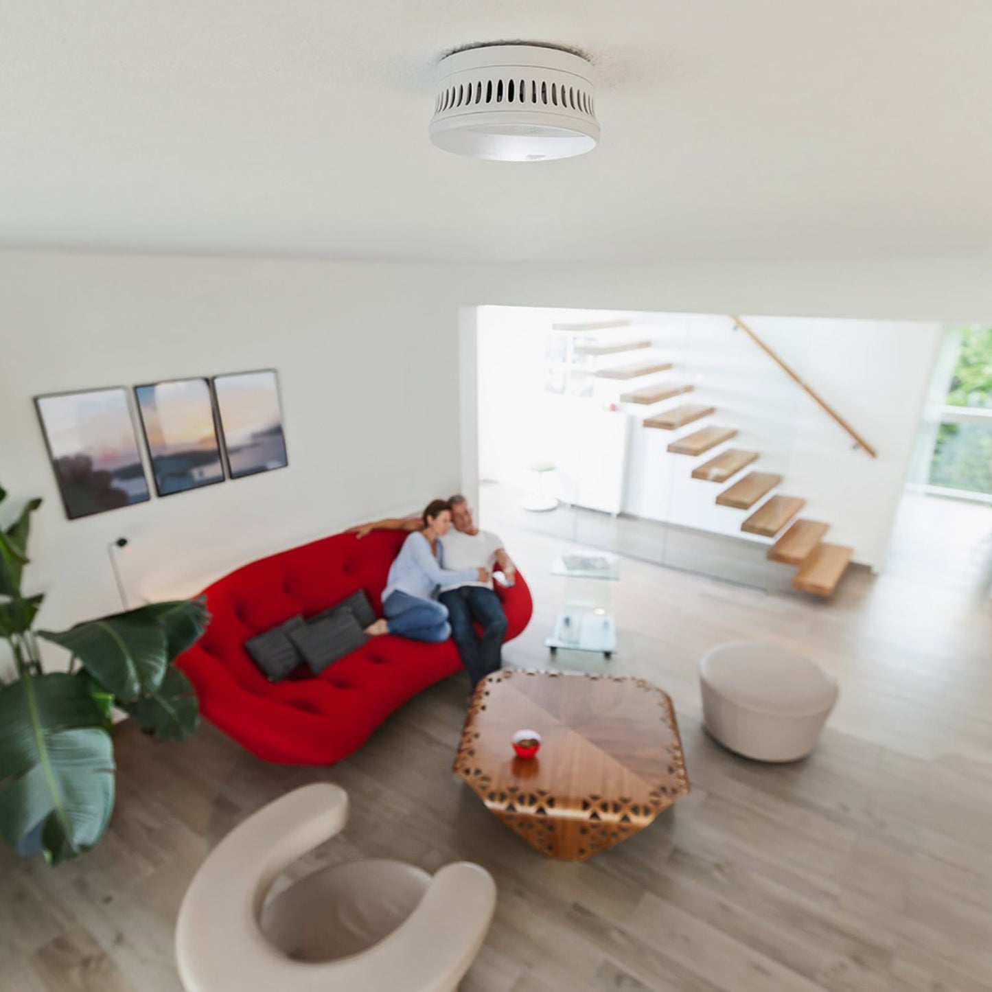 Abus Rilevatore di fumo elettrochimico certificato a batteria con sirena 85dB allarme acustico antincendio conforme EN 14604 per B&B Hotel e abitazioni