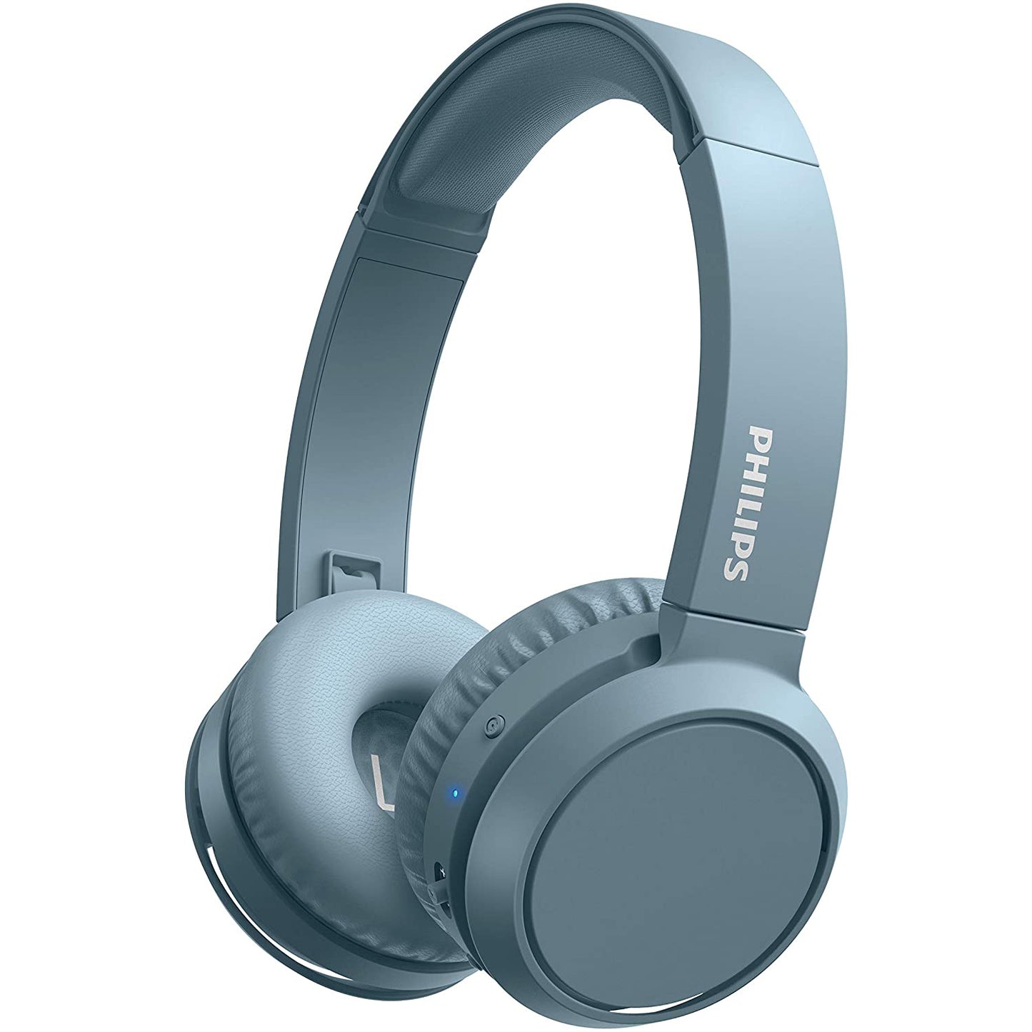 Philips TAH4205 Foldable Bluetooth 5.0 Headphones with Microphone, Bass Boost Button, 29 Hours Playtime, Fast Charging, Noise Suppression, Matte Blue