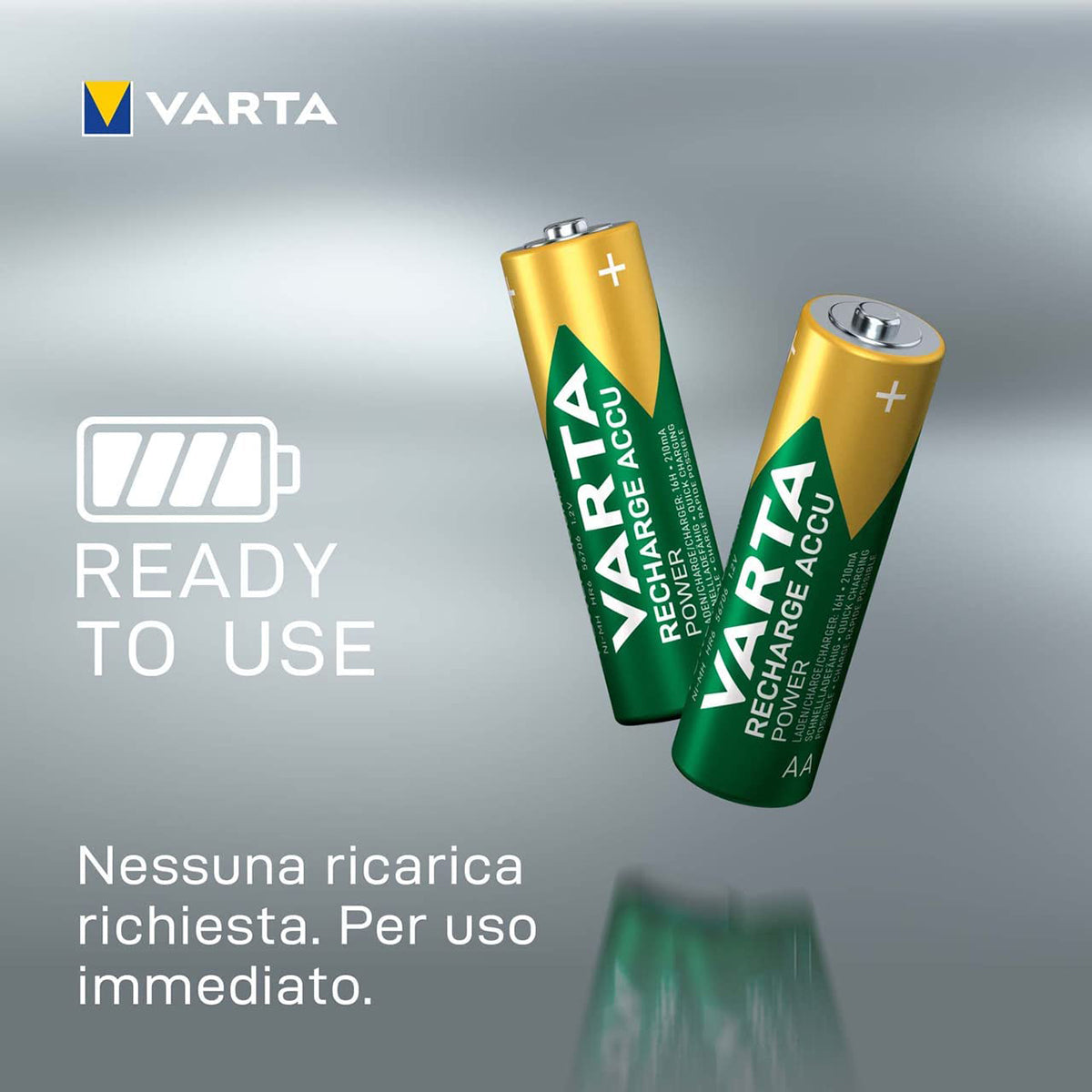 VARTA Batterie ricaricabili AA Rechargeable Accu Ready2Use precaricata Mignon Ni-Mh pacco da 2 2600mAh - ricaricabile senza effetto Memory, pronta all'uso