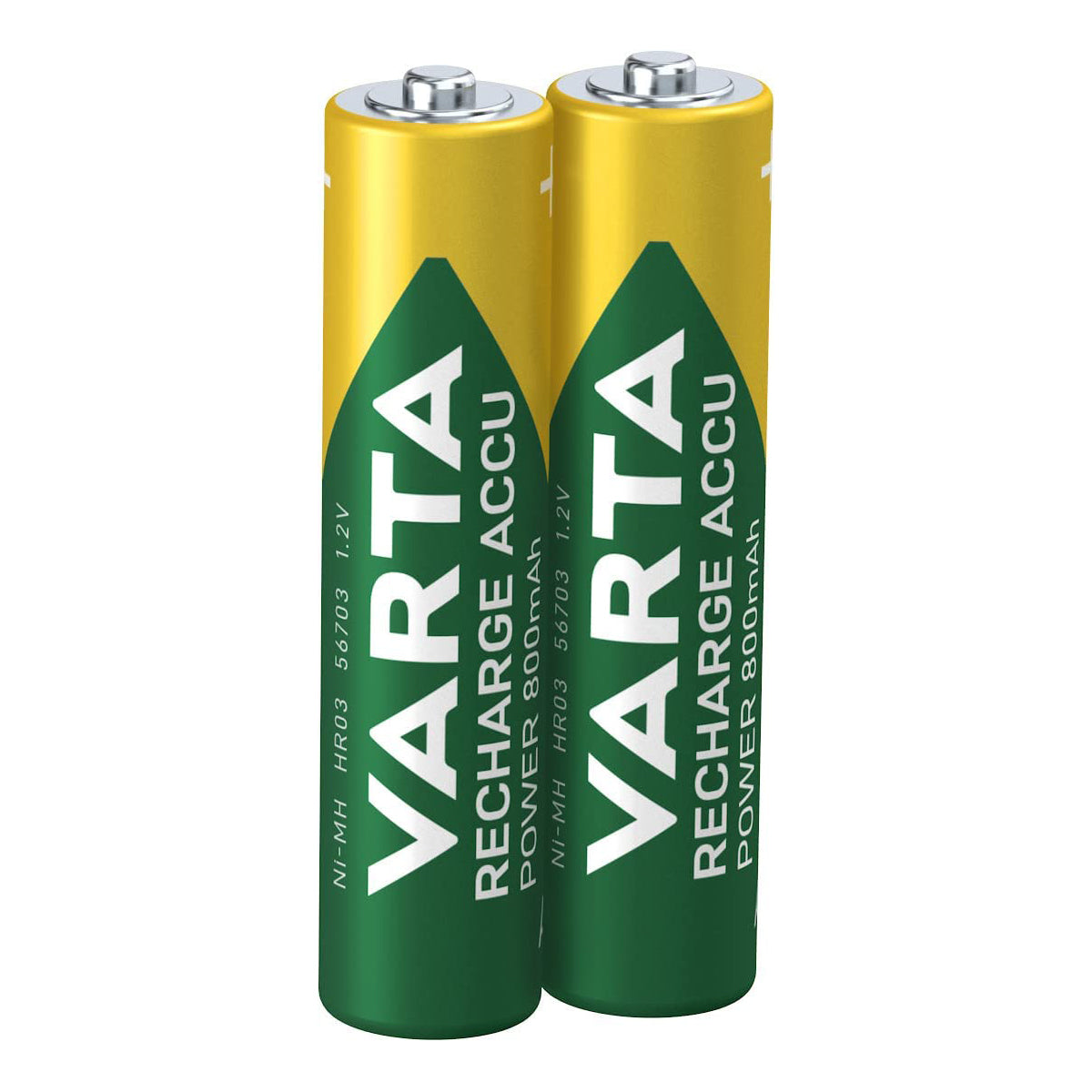 VARTA Batterie ricaricabili AAA Rechargeable Ready2Use precaricata Micro Ni-Mh (pacco da 2, 800mAh), ricaricabile senza effetto Memory, pronta all'uso