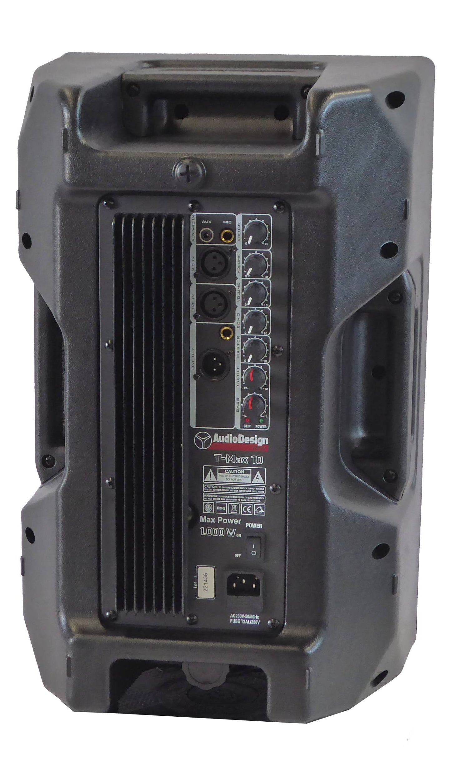 AudioDesign Pro TMAX10 Enceinte active 2 voies professionnelle, coffret avec woofer de 250 mm et puissance 1000W