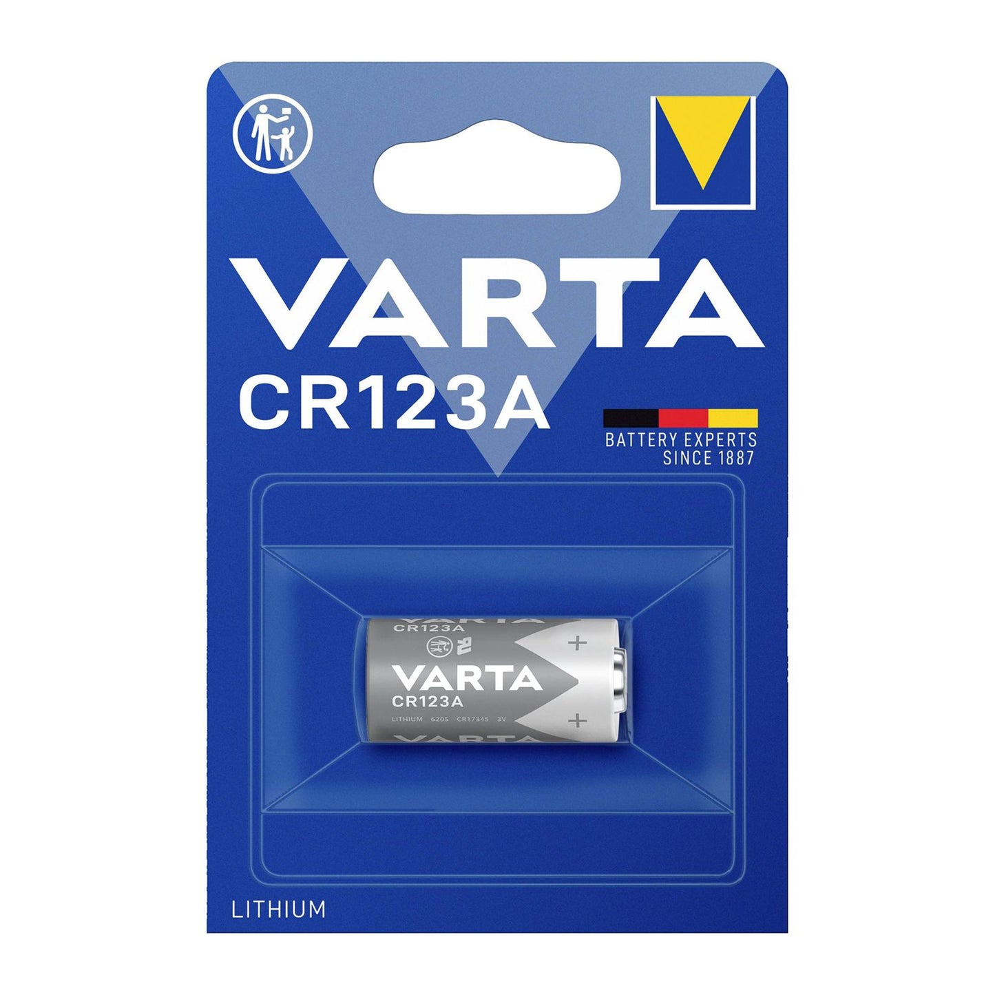 Varta CR123A Batteria al litio 3V, batteria per fotocamera 1430mAh, lunga durata