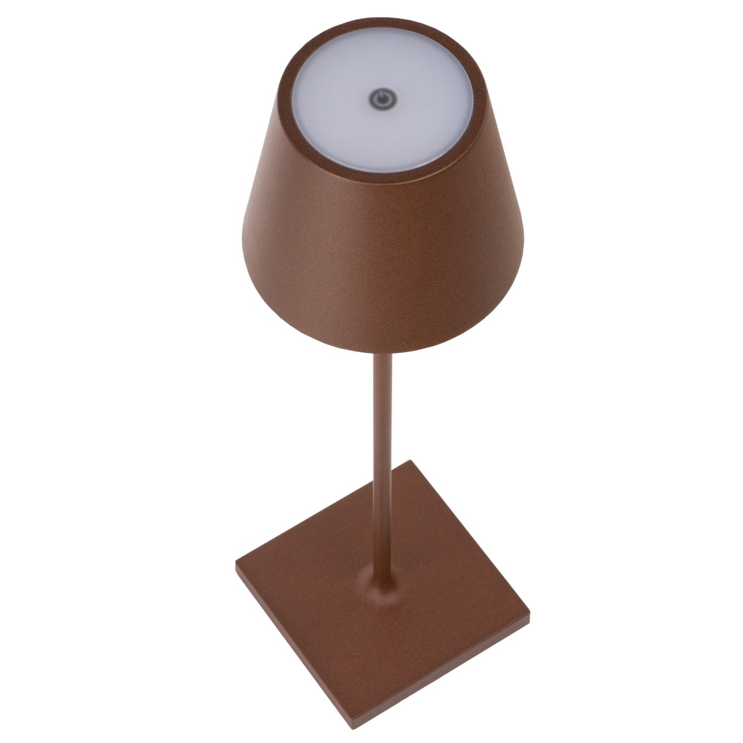 Kelù Chloé Choco Lampe de table LED sans fil rechargeable H38cm, variateur tactile 200 lumen, recharge sans fil, corps en aluminium marron, durée 9 heures, IP54