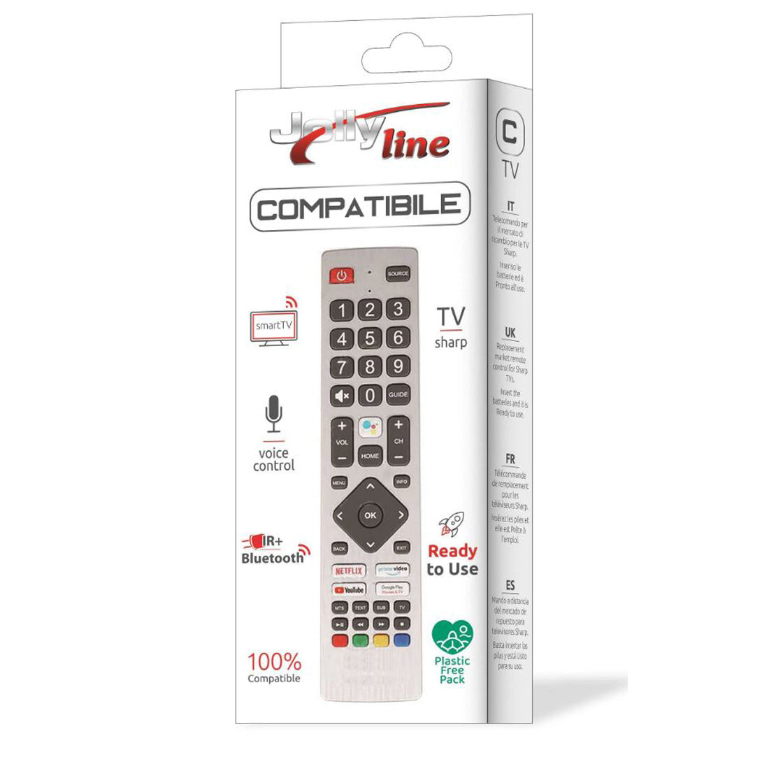 Jolly Line Sharp compatible voice control smart TV remote control ready to use