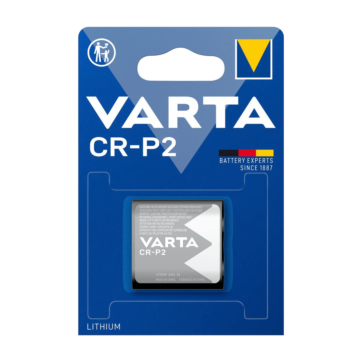 Varta CR-P2 6V lithium battery, 1450 mAh camera battery, long life