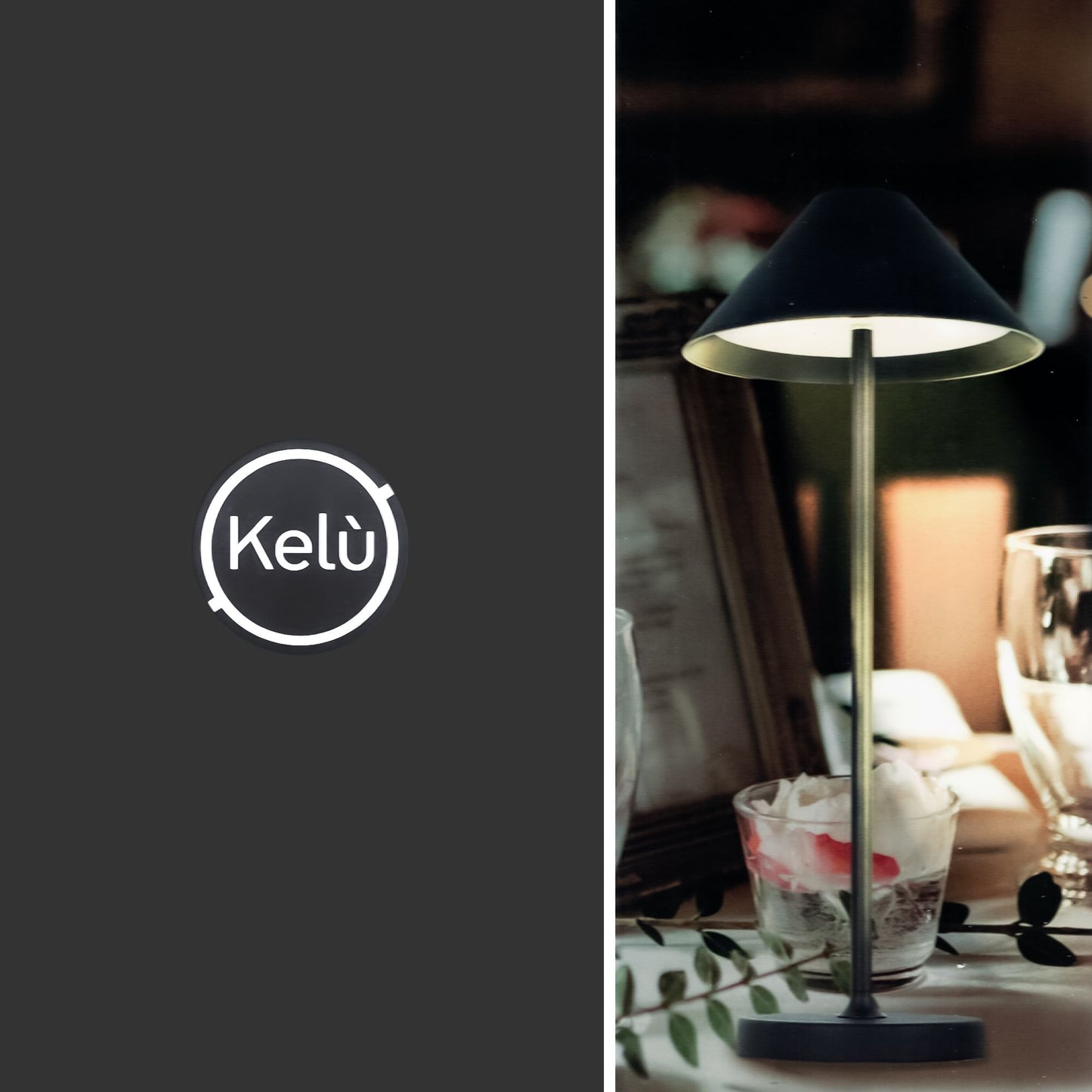 Kelù Lampe de table LED sans fil H35 cm, lampe d'extérieur portable USB sur batterie, rechargeable, noir