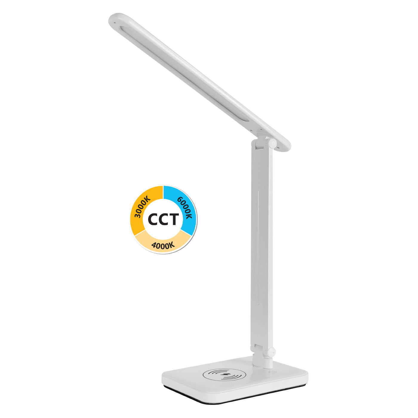 Lampe de table LED Alcapower Vera avec chargement sans fil, 250 lumens, lampe orientable à 180°, lampe à intensité et température réglables de 3000K à 6000K