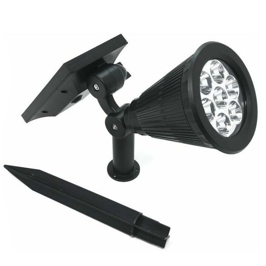 REXER Spot avec charge solaire, spot de balisage, avec capteur crépusculaire, spot LED lumière blanche