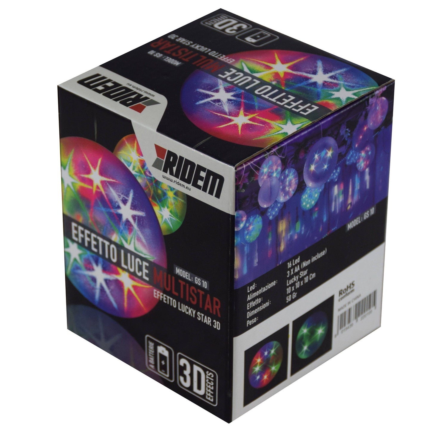 Karma Sphère lumineuse avec effet de lumière d'étoiles colorées, ampoule de fête avec étoiles colorées projetées