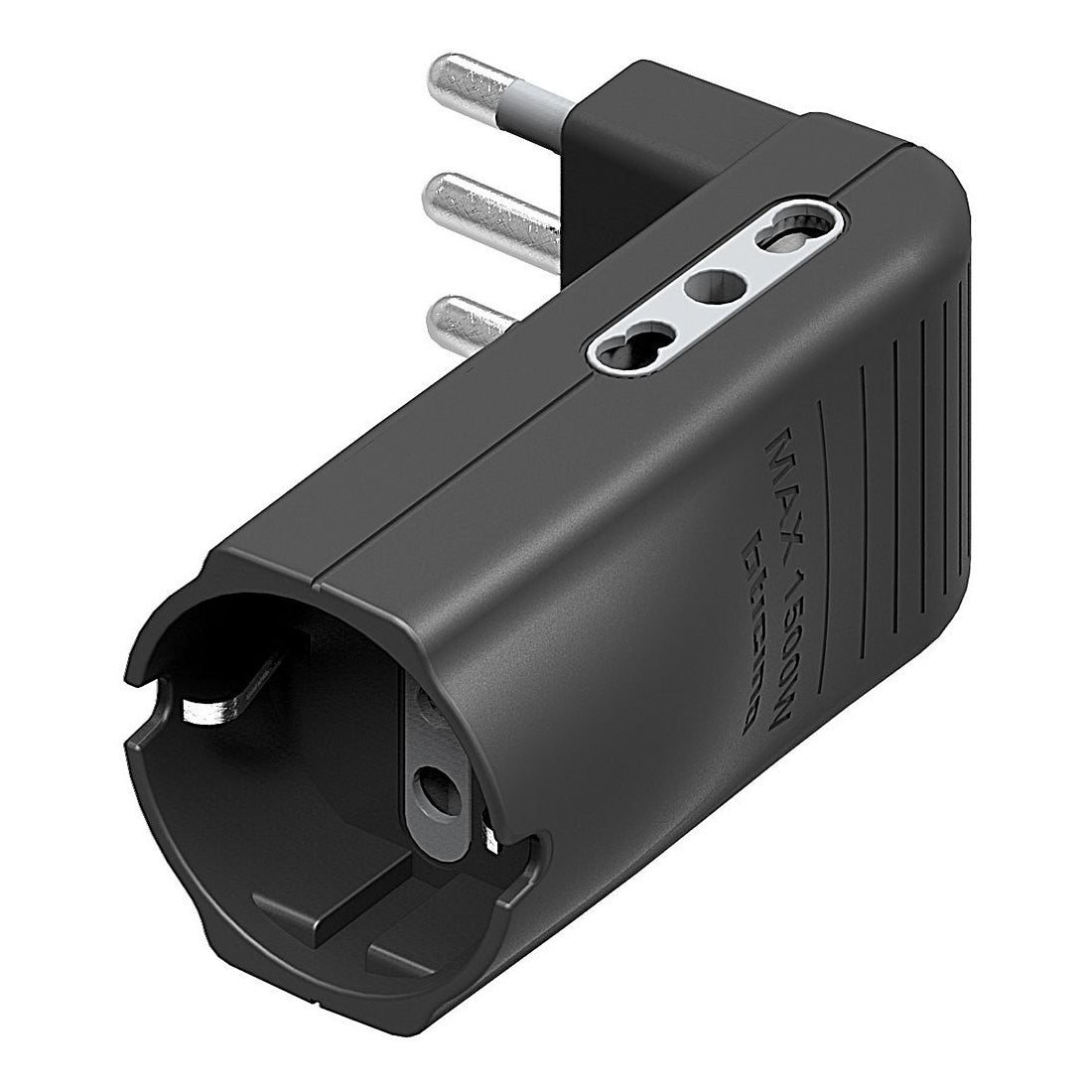 Bticino adattatore salvaspazio Corner, 2 prese bipasso 10/16A e 1 presa tedesca tipo P30, spina 16A, colore antracite