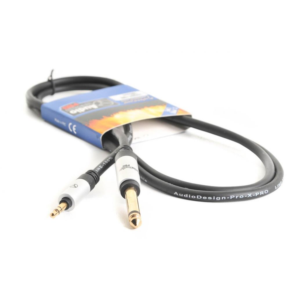 Câble adaptateur audiodesign X-PRO jack 3.5 mono stéréo, câble professionnel, 150 cm
