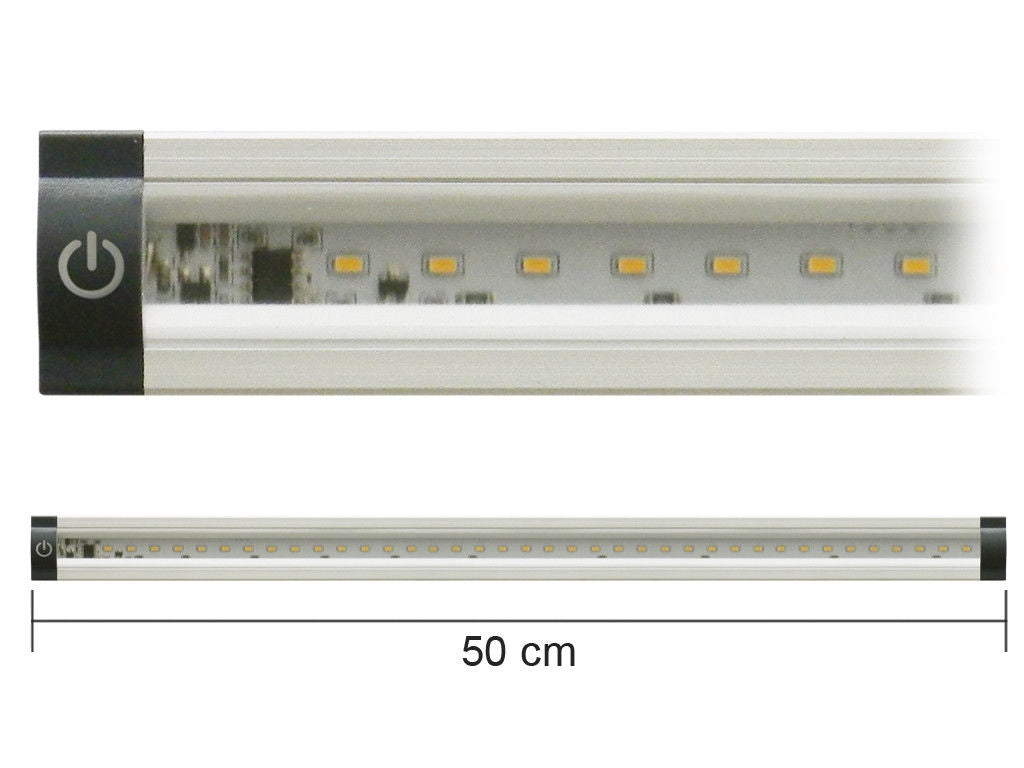 Barre LED triangulaire Alcapower avec interrupteur, barre LED 5 W, lumière naturelle 4000 K, éclairage sous armoire 50 cm