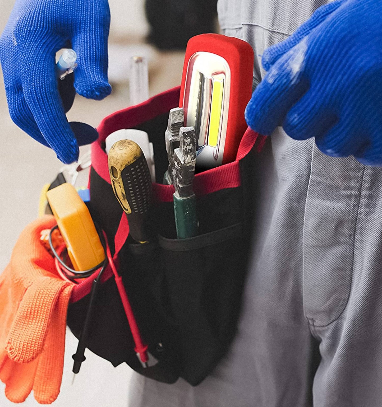 Lampe torche LED COB à piles Velamp, crochet réglable à 120°, lampe avec aimant, support magnétique arrière