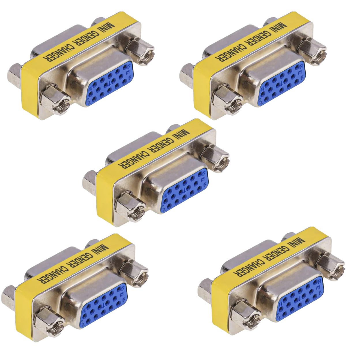 Life VGA 15F/15F Female to Female Adapter, 5 Pack