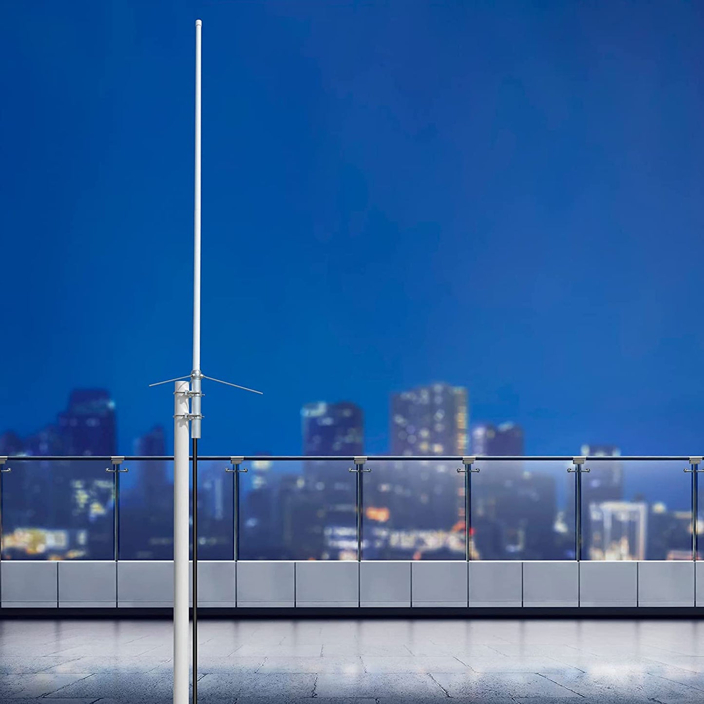 Falkos MA-1500 Antenna base VHF/UHF 144/430 Mhz, lunghezza 135cm, due flange incluse, antenna bibanda in fibra di vetro