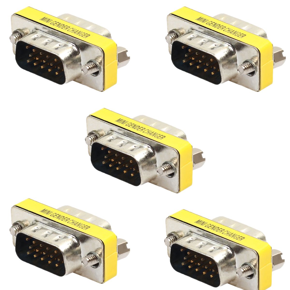 Life VGA 15M/15M Male to Male Adapter, 5 Pack