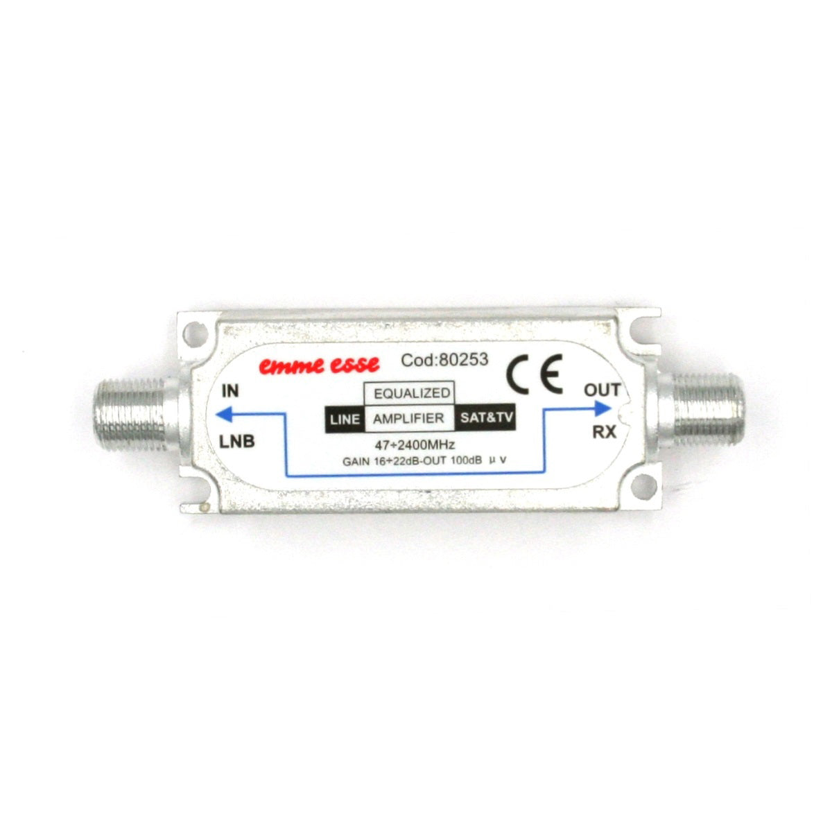 Emme Esse Amplificatore di linea equalizzato SAT+TV, guadagno 16-22dB
