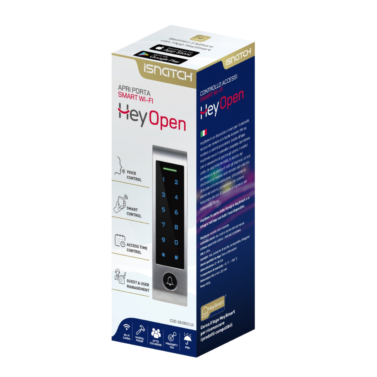 iSnatch HeyOpen IP66 Waterproof Wi-Fi Door Opener with Keypad, Smart Device for Access Control via Card or 6-Digit PIN, Vandal-Proof Metal