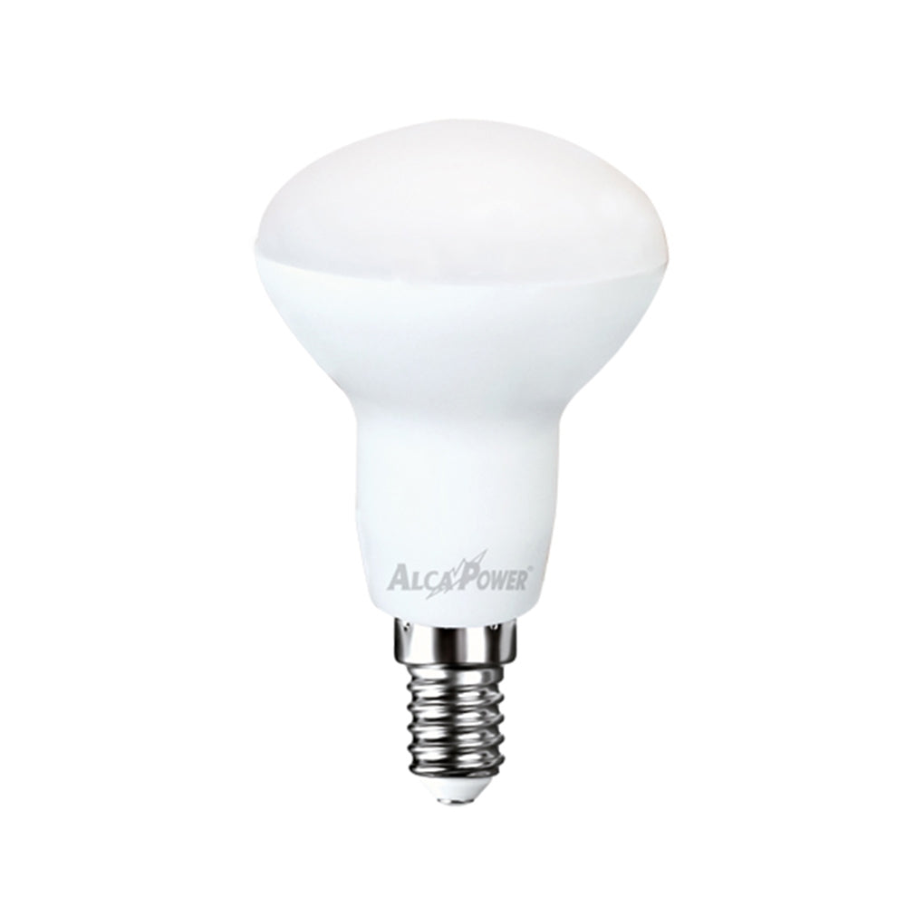 ALCAPOWER 6W mushroom LED bulb, R50, 3000K warm light, 420 Lumen light output, E14 socket, 175-250V