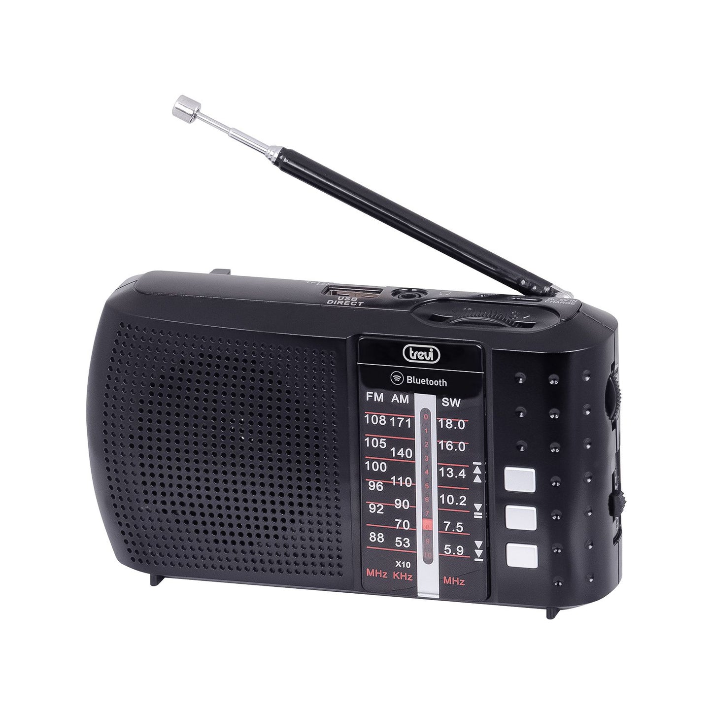 Trevi Multiband portable radio, stereo with Bluetooth function, USB input, micro SD reader, black color