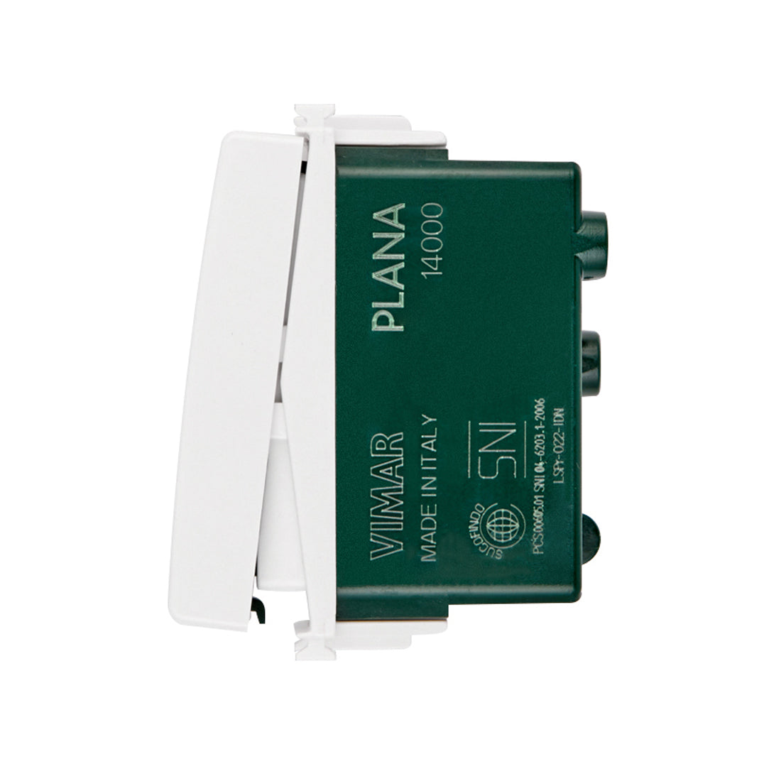 Vimar Interruttore 1P 10AX bianco, serie civile Plana, interruttore basculante, Made In Italy 14000