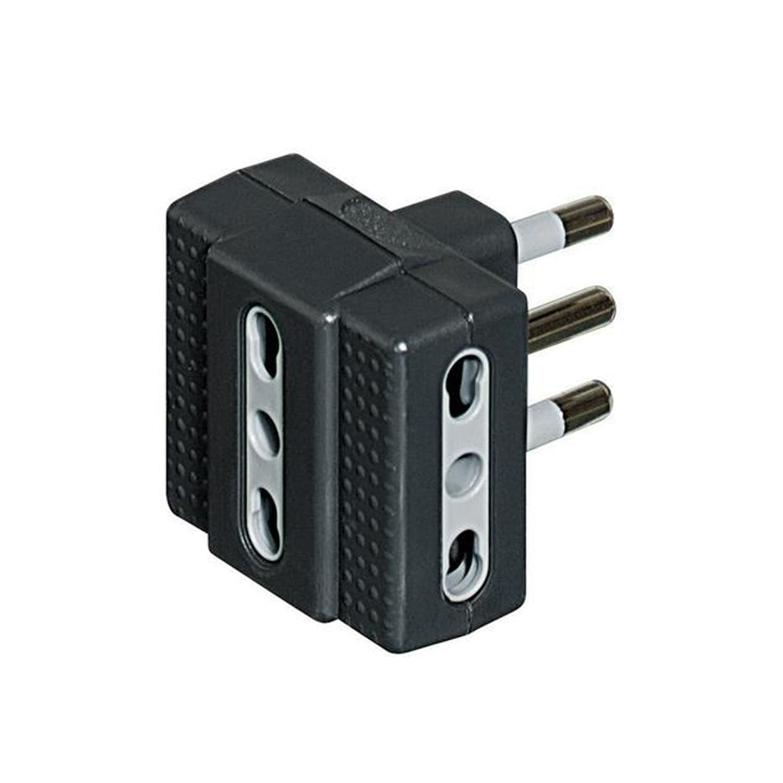 Bticino Tris adapter, 3 10/16A bypass sockets and 16A plug, anthracite colour, multi-socket