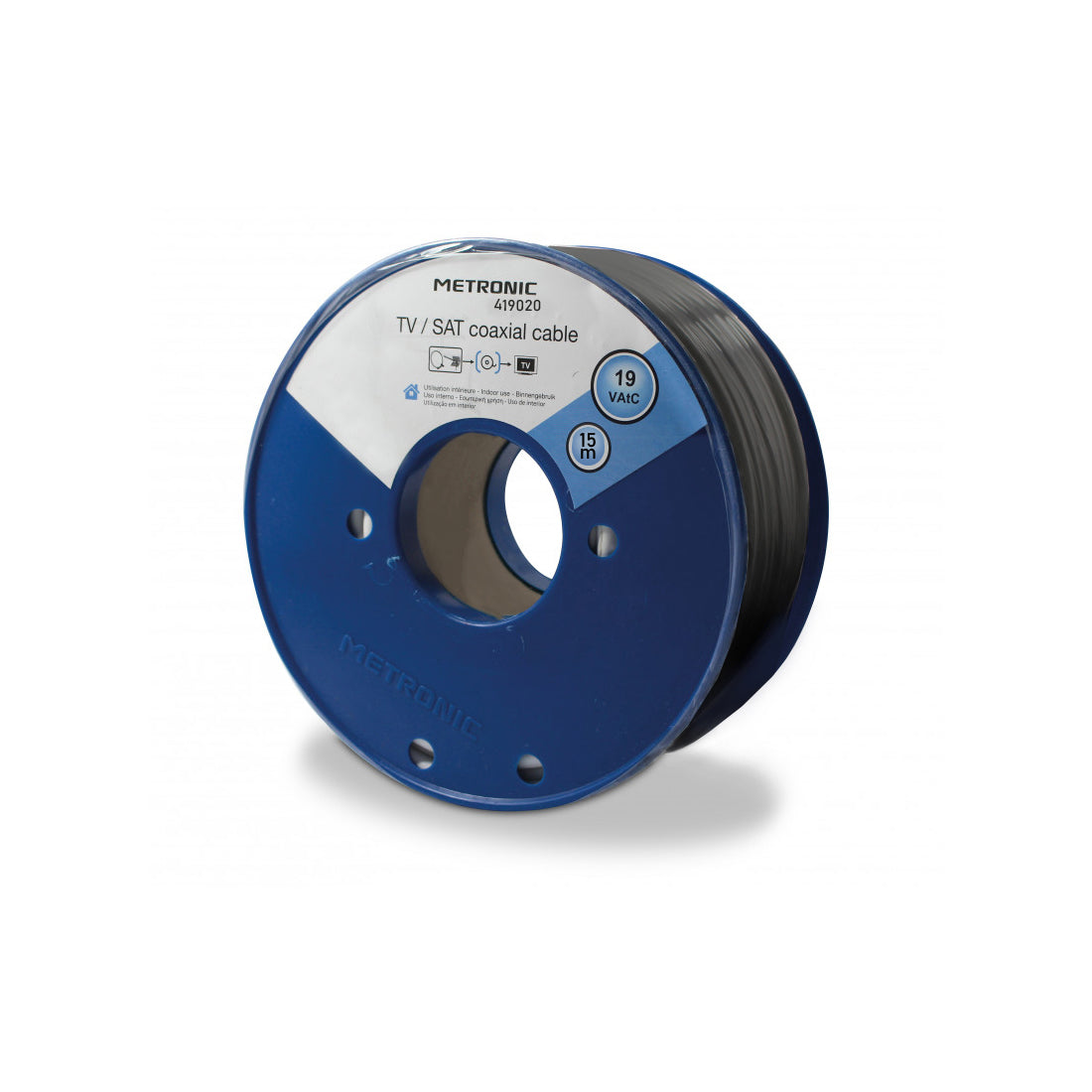 Metronic 419020 Cavo coassiale antenna TV nero matassa da 15 metri - Ø 6,8mm