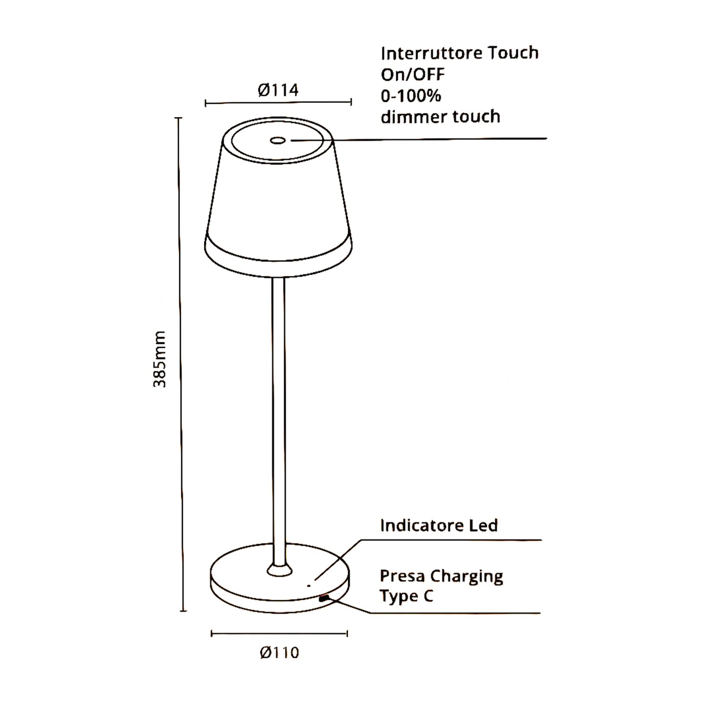 Lampe de table LED JOlight avec batterie rechargeable, abat-jour en aluminium vert, interrupteur tactile, intensité lumineuse variable