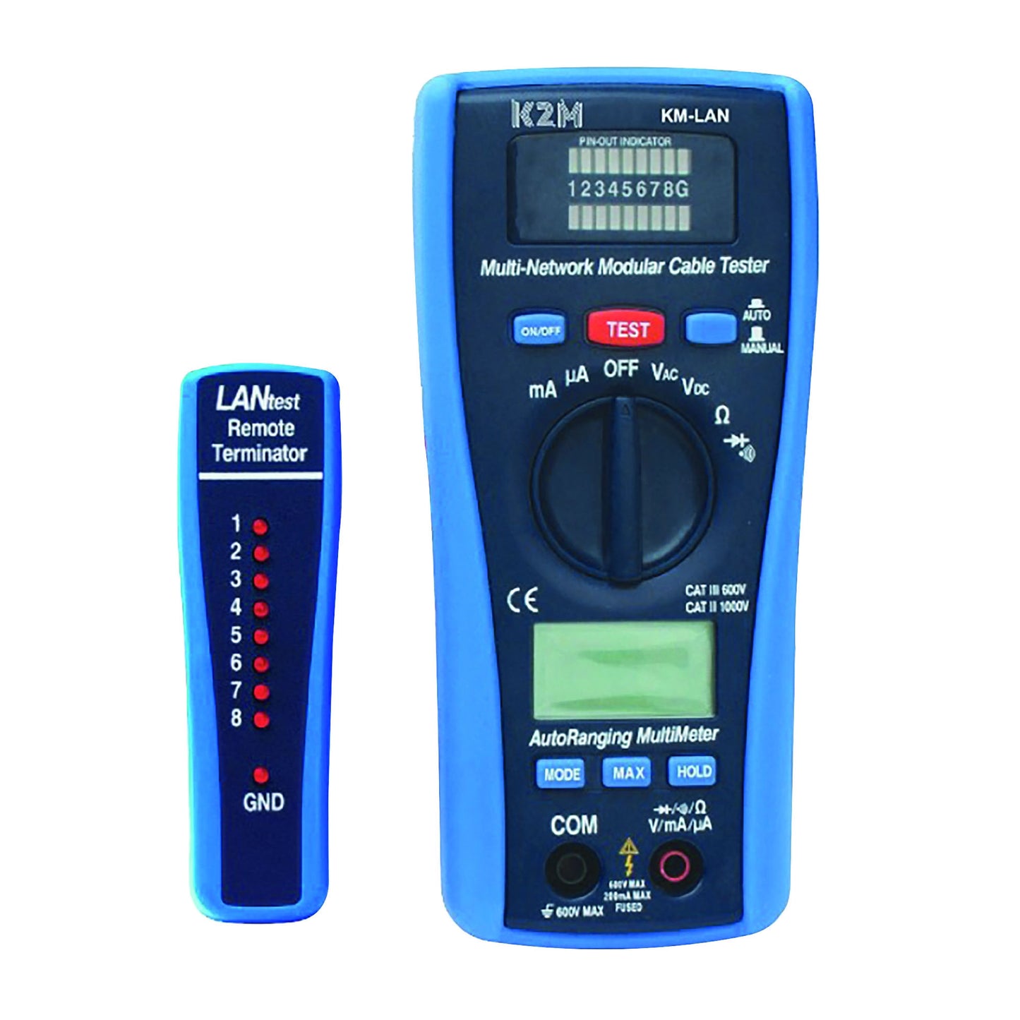 K2M LAN network tester and multimeter with automatic range, LED screen