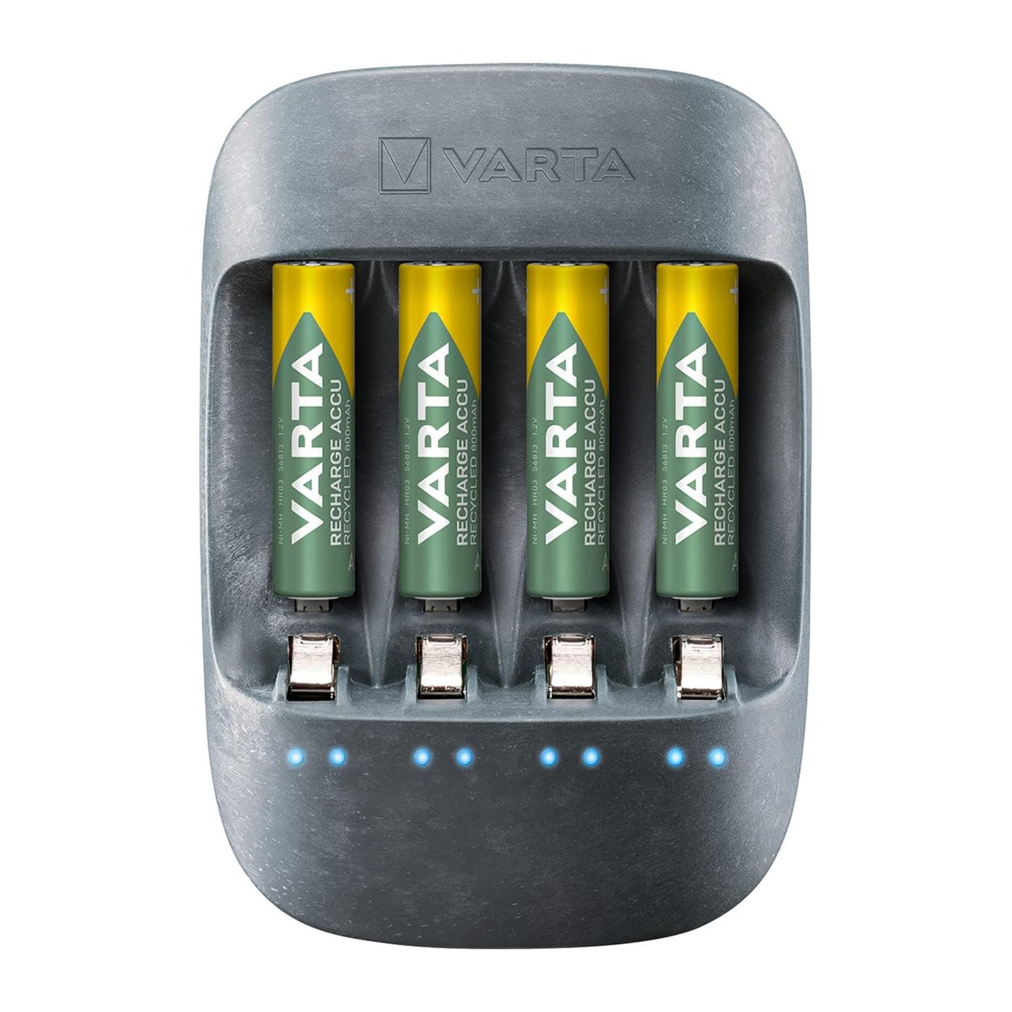 Chargeur de batterie Varta Fast pour AA et AAA, 4 emplacements, charge les stylets et les piles du stylet en 1,5 heure, indicateur de charge LED, matériau éco-durable