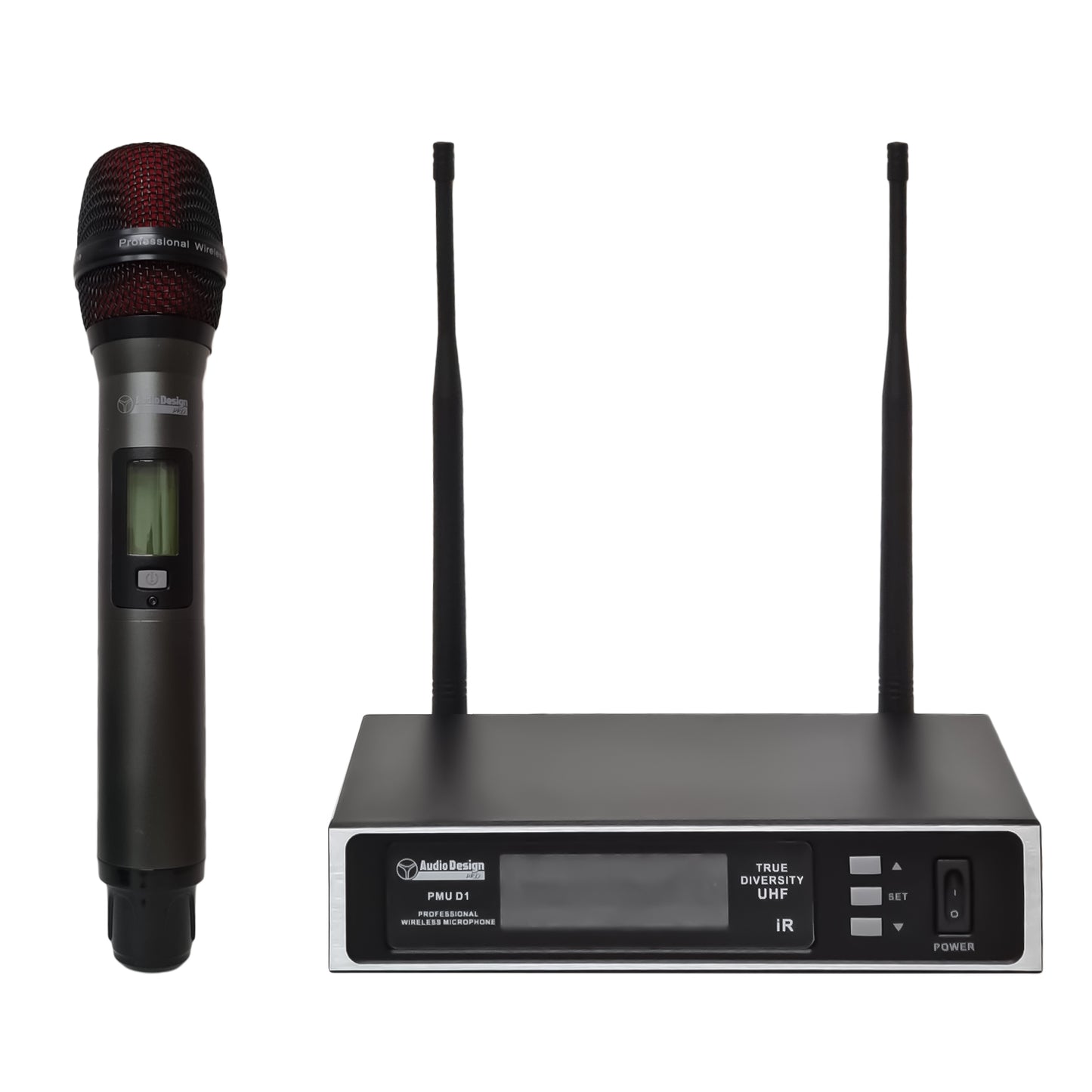 AudioDesign PRO PMU D1 Set centralina e microfono UHF, kit radiomicrofono palmare professionale, microfono wireless con tecnologia True Diversity