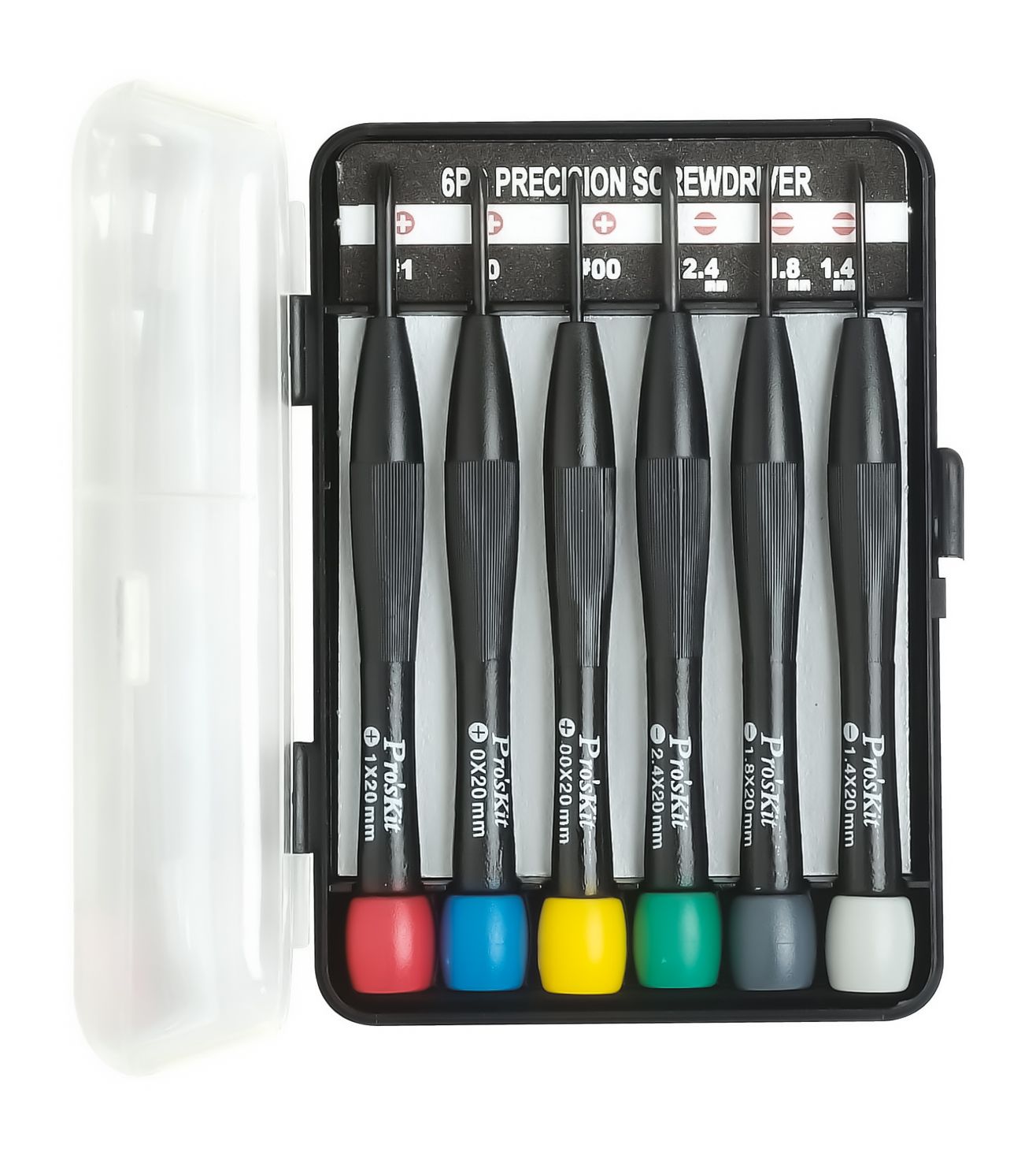 Jeu Pro'skit de 6 tournevis cruciformes et plats, kit mini tournevis plats et cruciformes avec étui rigide