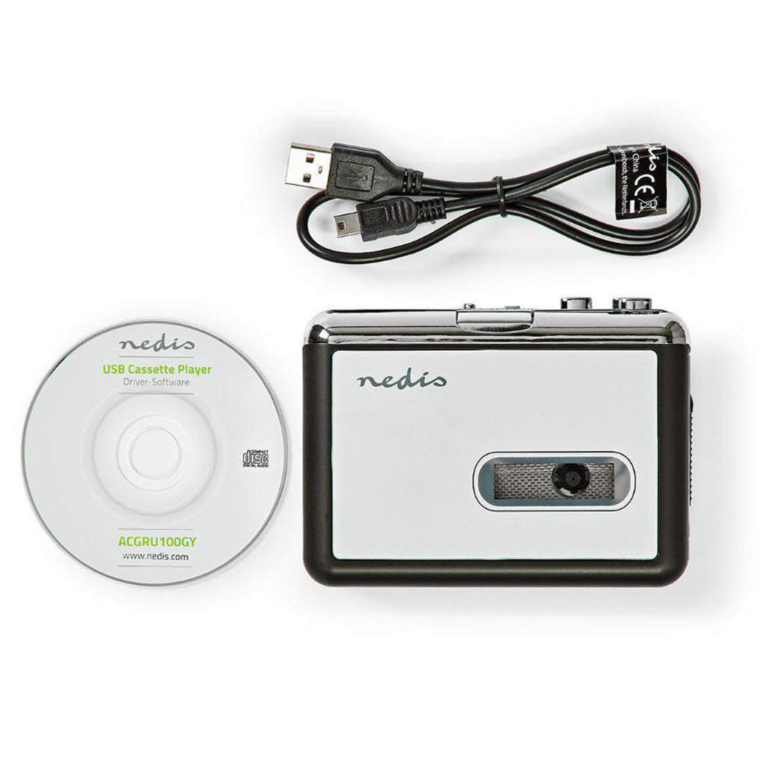 Nedis Convertitore di cassette audio in MP3, con cavo USB e CD-ROM, convertitore musicassette
