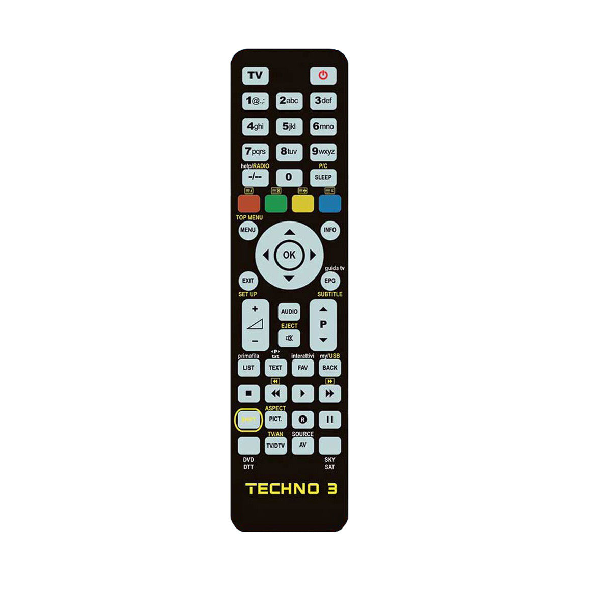 Universal remote control for TV, DTT, VCR, DVD, SAT or SKY BRAVO 3 in 1 up to three devices simultaneously