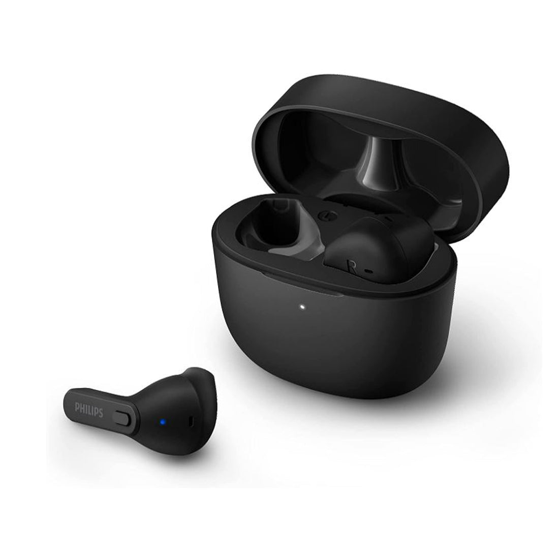 Philips Écouteurs intra-auriculaires sans fil, étui de chargement fin, résistant à l'eau, Bluetooth, autonomie de 18 heures, microphone intégré noir