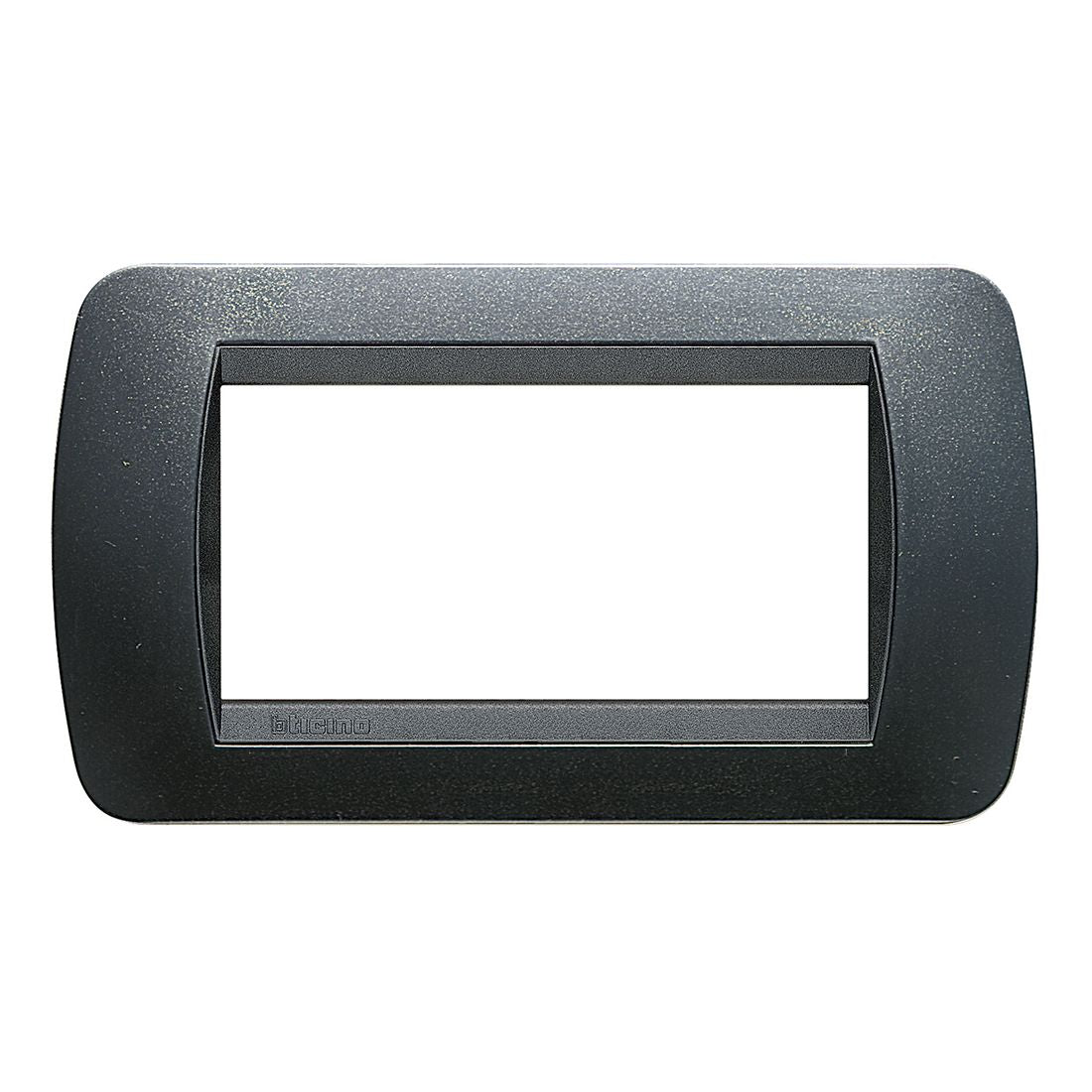 Bticino Set supporto e placca a 4 moduli serie Livinglight, placchetta per interruttori luci e prese, Serie Civile Ticino Living (1, Supporto e Placca Nera 4 Posti)