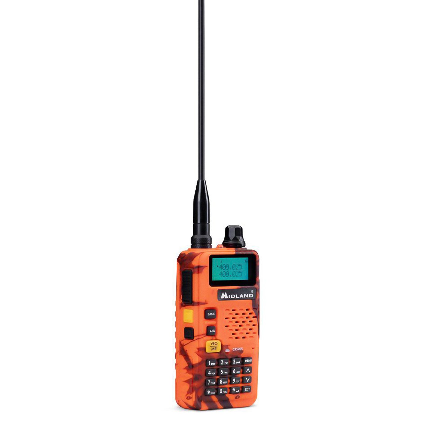 Midland CT590S BLAZE Ricetrasmittente dual band VHF/UHF con display LCD, batteria integrata 1500mAh, fino a 128 canali memorizzabili con attribuzione nome