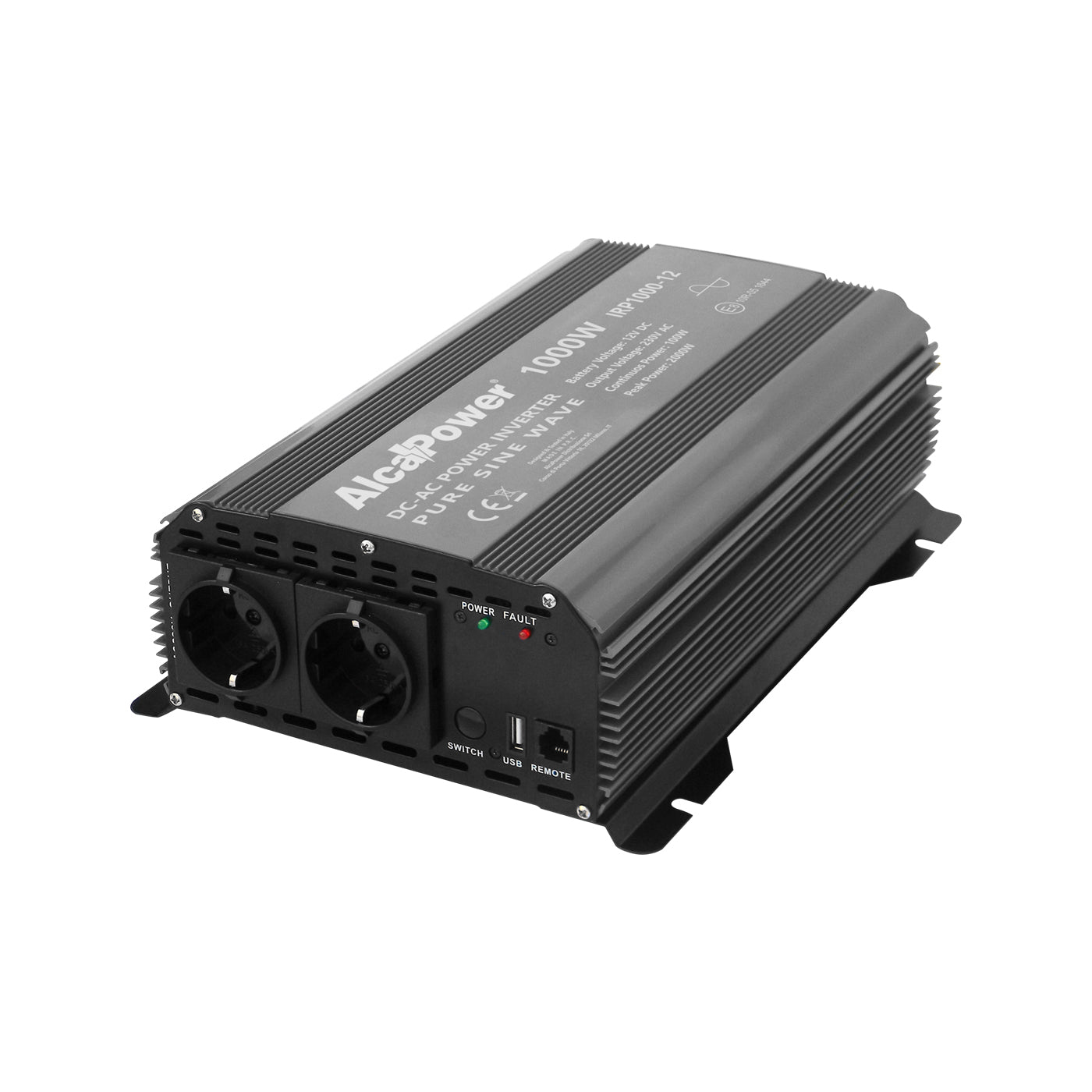 Alcapower Inverter Onda Sinusoidale Pura 1000W Inp. 12V DC Out 230V AC, convertitore 912210