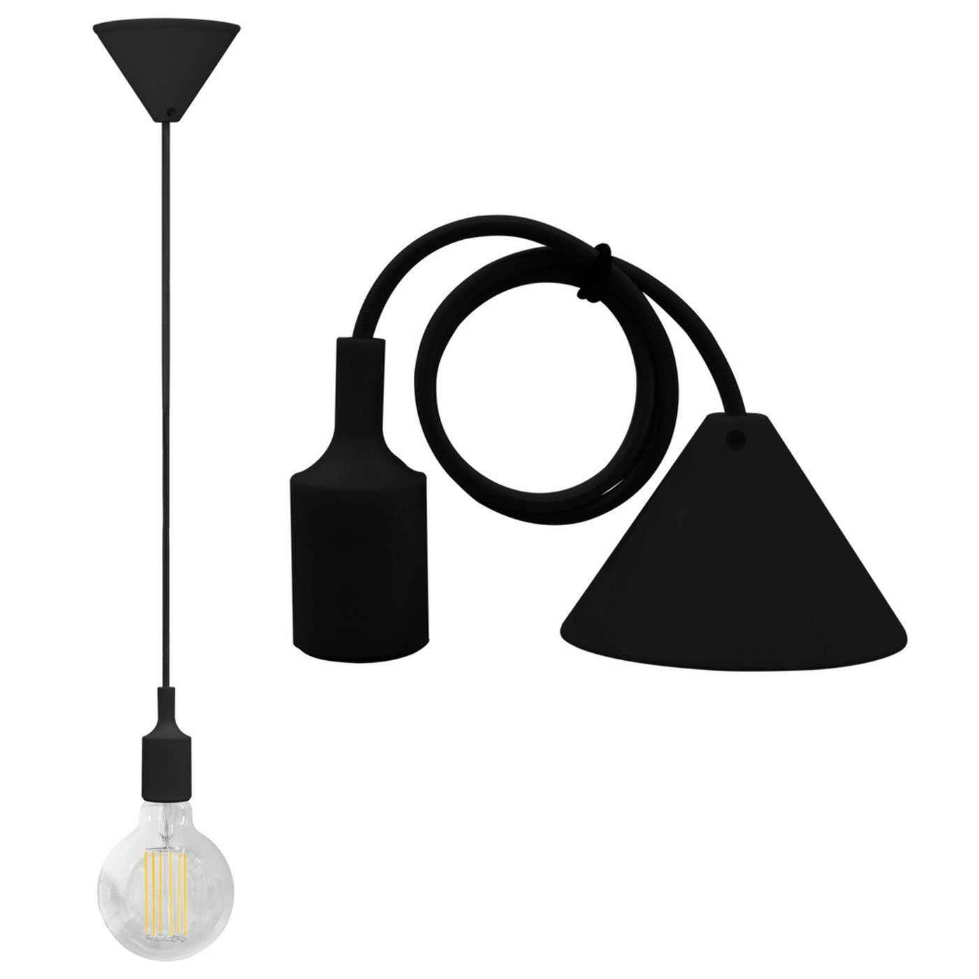 Suspension de plafond Alcapower avec câble et douille E27, lustre de différentes couleurs, 60W, 1 mètre