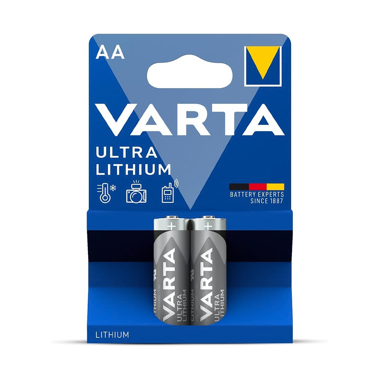 Varta Batteria stilo AA 1.5V, batteria al litio mignon 1100 mAh, confezione da 2