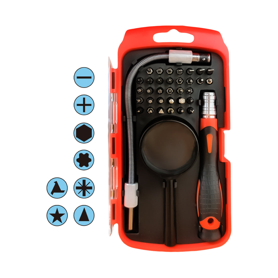 Jeu de tournevis GBC 33 en 1 pour l'entretien des appareils électroniques, kit avec loupe et rallonge flexible, boîte portable et suspendue